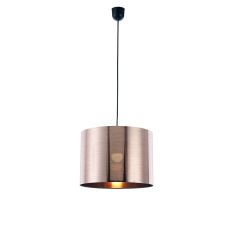 Dako Black Pendant 1 Light E27 With 350 x 250mm Metallic Copper Finish Cylinder Shade, c/w Ceiling Bracket