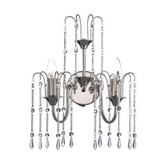 Daniella Double Wall Light Nickel/Crystal Finish Switched