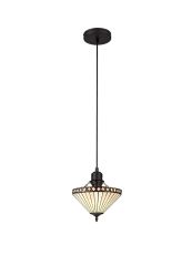 Dareham 1 Light Uplighter Pendant E27 With 30cm Tiffany Shade, Amber/Ccrain/Crystal/Black