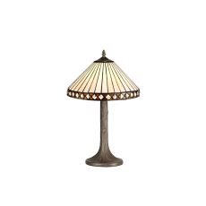 Dareham 1 Light Tree Like Table Lamp E27 With 30cm Tiffany Shade, Amber/Ccrain/Crystal/Aged Antique Brass