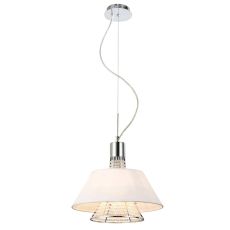 Davina Pendant With White Shade 2 Light G9 Polished Chrome/Crystal