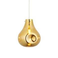 Nusa 1 Light E27 Polished Chrome Adjustable Pendant With Large Metallic Gold Blown Glass Shade