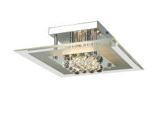 Delmar Flush Ceiling Square 4 Light G9 Polished Chrome/Glass/Crystal