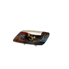 (DH) Delphia Glass Art Platter Brown/Blue/Multi-Colour