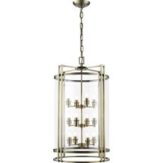 Eaton Pendant 12 Light E14 Antique Brass/Glass (Pallet Shipment Only, Additional Charges May Apply.) Item Weight: 17.6kg