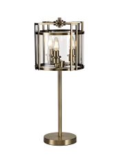 Eaton Table Lamp 3 Light E14 Antique Brass/Glass