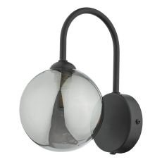 Eissa 1 Light G9 Matt Black Wall Light With Smoked Glass Shade & Pull Cord Switch