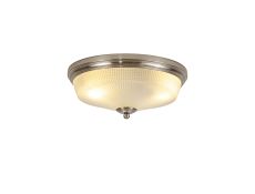 Elisha 2 Light E27 Flush Ceiling Light, Satin Nickel/Frosted Glass