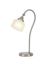 Elisha Table Lamp 1 Light E27 Satin Nickel/Frosted Glass