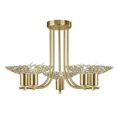 Ellen Semi Flush 5 Light G9 Satin Brass/Crystal