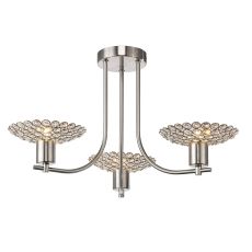 Ellen Semi Flush 3 Light G9 Satin Nickel/Crystal