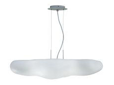 Eos IP44 Rectangular Pendant 6 Light E27, Matt White/Opal White