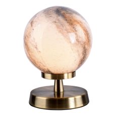 Esben 1 Light G9 Touch Table Lamp Antique Brass C/W Planet Style Glass Shade