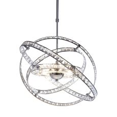 Eternity 10 Light G4 Polished Chrome 4 Ring Adjustable, Swivel Pendant Light With Faceted Crystal Rings