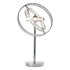 Eternity 4 Light G4 Polished Chrome 3 Ring Adjustable, Swivel Table Lamp With Inline Switch With Faceted Crystal Rings