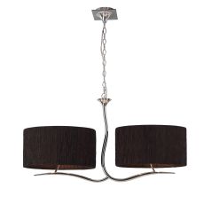 Eve Linear Pendant 2 Arm 4 Light E27, Polished Chrome With Black Oval Shades