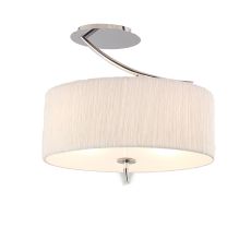 Eve Semi Flush 2 Light E27, Polished Chrome With White Oval Shade