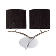 Eve Wall Lamp Switched 2 Light E27, Polished Chrome With Black Oval Shades