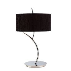 Eve Table Lamp 2 Light E27 Large, Polished Chrome With Black Round Shade