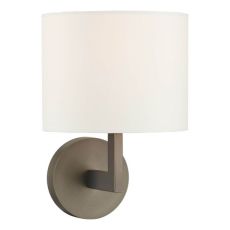 Ferrara 1 Light E14 Bronze Wall Light C/W Ferrara E27 Ivory Cotton 15cm Drum Shade