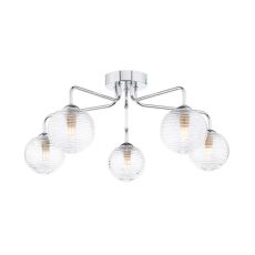 Feya 5 Light G9 Polished Chrome Semi Flush Ceiling Light C/W Clear Glass Shade & Inner Wire Detail