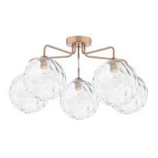 Feya 5 Light G9 Antique Bronze Semi Flush Ceiling Light C/W Clear Dimpled Glass Shades