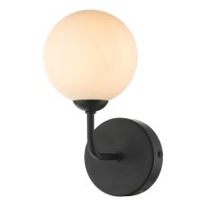 Feya 1 Light G9 Black Wall Light C/W Opal Glass Shade