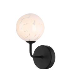 Feya 1 Light G9 Black Wall Light C/W White Confetti Glass Shade