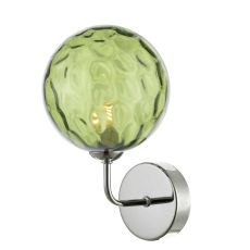 Feya 1 Light G9 Polished Chrome Wall Light C/W Green Dimpled Glass Shade