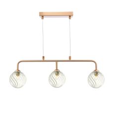 Feya 3 Light G9 Antique Bronze Adjustable Linear Bar Pendant C/W Clear Twisted Style Closed Glass Shade