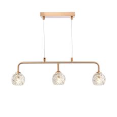 Feya 3 Light G9 Antique Bronze Adjustable Linear Bar Pendant C/W Clear Twisted Style Open Glass Shade