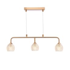 Feya 3 Light G9 Antique Bronze Adjustable Linear Bar Pendant C/W Clear Dimpled Open Style Glass Shade