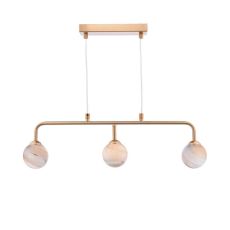 Feya 3 Light G9 Antique Bronze Adjustable Linear Bar Pendant C/W Planet Style Glass Shade