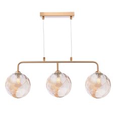 Feya 3 Light G9 Antique Bronze Adjustable Linear Bar Pendant C/W Champagne Dimpled Glass Shades