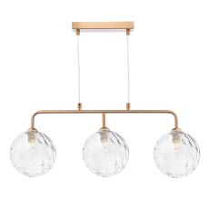 Feya 3 Light G9 Antique Bronze Adjustable Linear Bar Pendant C/W Clear Dimpled Glass Shades