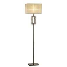 Florence Rectangle Floor Lamp With Ccrain Shade 1 Light E27 Antique Brass/Crystal
