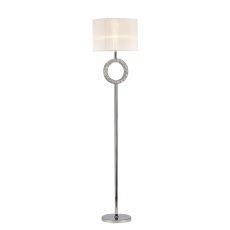 Florence Round Floor Lamp With White Shade 1 Light E27 Polished Chrome/Crystal Item Weight: 18.29kg