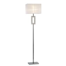 Florence Rectangle Floor Lamp With White Shade 1 Light E27 Polished Chrome/Crystal