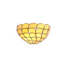 Florence Tiffany 30cm Wall Lamp, 2 x E14, Beige/Clear Crystal