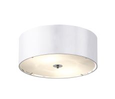 Endon FRANCO-40WH 400mm Flush Fitting With White Faux Silk Outer & Acrylic Diffu 3 Light In Fabric