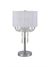 Freida Table Lamp With White Shade 3 Light E14 Polished Chrome/Crystal