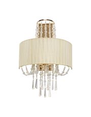 Freida Wall Lamp With Ivory Cream Shade 2 Light E14 French Gold/Crystal