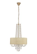 Freida Pendant With Ivory Ccrain Shade 6 Light E14 French Gold/Crystal