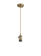 Frida Switched Pendant Light Kit 1.5m, 1 x E27, Antique Brass / Golden Brown Braided 2 Core Braided Cable