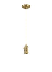 Frida Switched Pendant Light Kit 1.5m, 1 x E27, Brass / Pale Gold 2 Core Twisted Cable