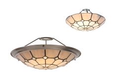 Galactic Tiffany 35cm Non-electric Uplighter Shade, Ccrain/Grey/Crystal Centre/Satin Nickel Brass Trim