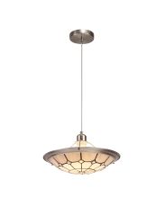 Galactic 1 Light Pendant E27 With 35cm Tiffany Shade, Ccrain/Grey/Crystal Centre/Satin Nickel Brass Trim/Satin Nickel