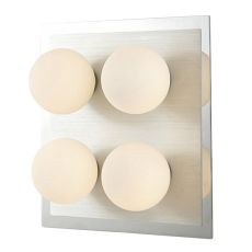 IP44 Globe Flush Ceiling Light G9 4 Light G9 In Polished Chrome & Aluminium/Opal Glass