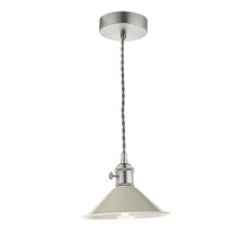 Hadano 1 Light E14 Antique Chrome Adjustable Pendant C/W Cashmere Shade