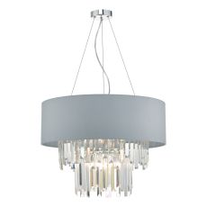 Halle 6 Light G9 Grey Adustjable Ceiling Light C/W Shade And Crystal Droplets